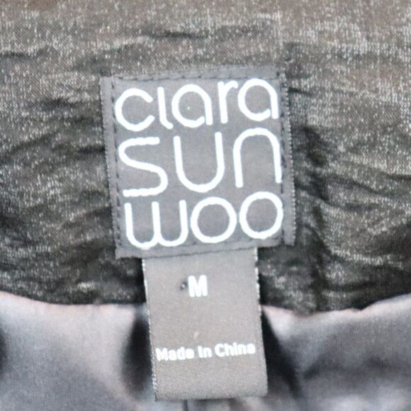 New Clara Sun Woo Black Shimmery Ruffle Sleeve Jacket M - Picture 5 of 6